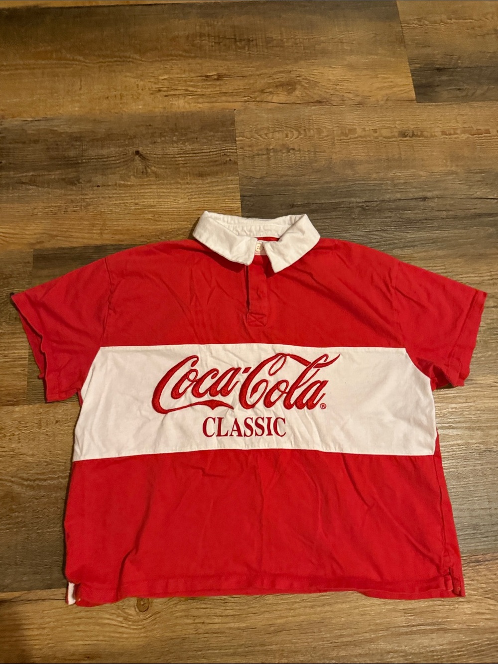 Coca-Cola Bershka Made in Portugal Red and White Classic Polo Shirt